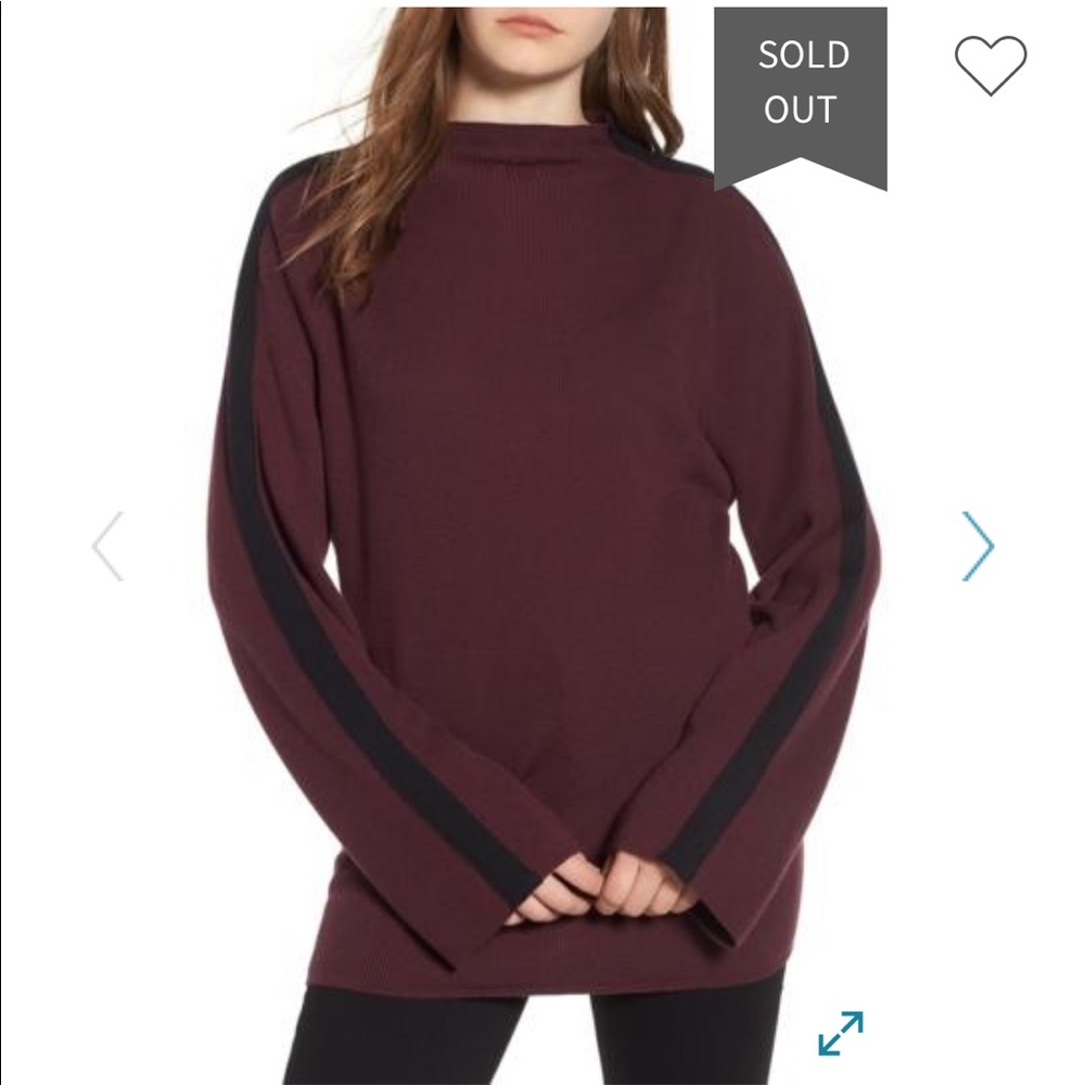 NWOT Trouve Racer Stripe high neck sweater- S